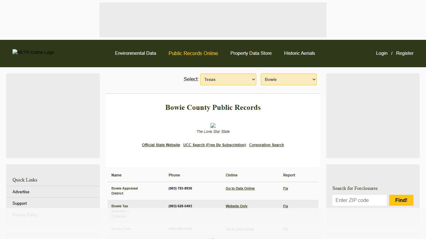 NETR Online • Bowie • Bowie Public Records, Search Bowie Records, Bowie Property Tax, Texas Property Search, Texas Assessor